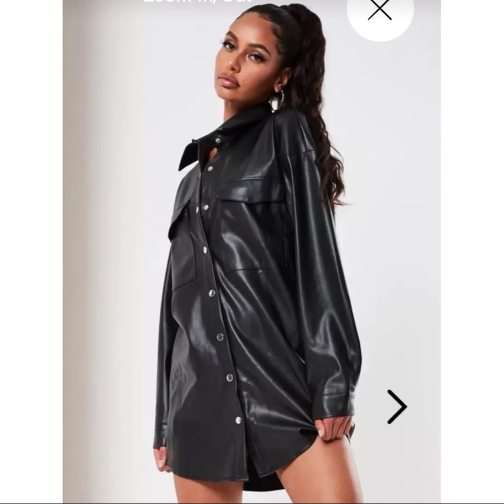 Missguided Black Faux Leather Long Shacket